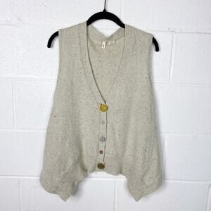 Anthropologie Moth Sweater Vest Wool Blend Button Front Knit Womens M